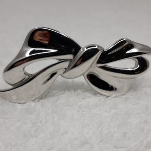Vtg Napier High Shine Silvertone Bow Brooch Pin